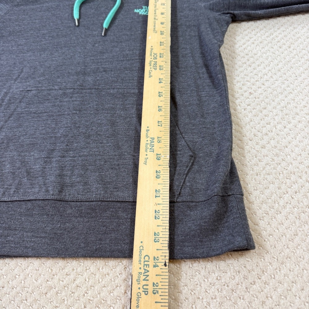 North Face Hoodie Womens Med Heathered Gray Teal Pullover Kangaroo Pocket Active - Picture 4 of 7